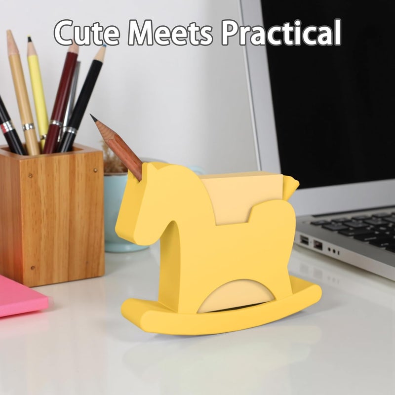 Li & Zhao Li&Zhao Wobble Horse Sticky Note Holder Silicone Label Holder Stand, 2026 Year of the Horse Good Luck Stable Rocking Horse Design for Tabletop Organizer, Office Desk Accessory, Home Decoration(Yellow) - Image 3